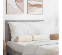 Coussins d'accent - VIDAXL - Lot de 2 - Velours côtelé crème - Cylindrique Ø15 x 40 cm