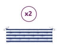 Coussins de banc 2 pcs Rayures bleues et blanches 180x50x7 cm vidaXL vidaXL