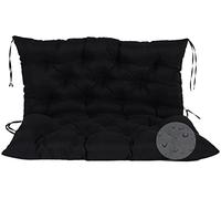 Coussins de banc de jardin très épais et imperméables avec dossier antidérapants et inclinables pour terrasse, porche, pelouse, balancelle, 150 x 101,6 x 10,2 cm, noir