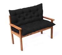 Coussins de banc épais avec dossier et attaches pour jardin, terrasse et porche, causeuse, salon - 120 x 100 x 8 cm, noir