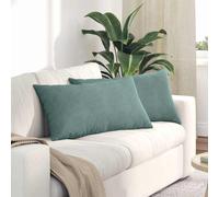 vidaXL Coussins de canapé 2 pcs velours côtelé Gris clair 70 x 50 cm