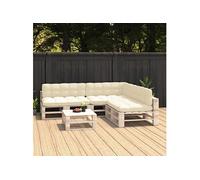 Coussins de Canapé Palette 7 pcs Coussins de Dossier Coussins de Siège Coussins de Canapé de Jardin Patio Terrasse Extérieur Crème