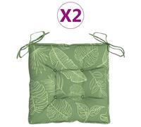 Coussins De Chaise 2 Pcs À Motif De Feuilles 40x40x7 Cm Tissu Vidaxl Vidaxl