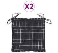 Coussins De Chaise 2 Pcs Carreaux Noir 40x40x7 Cm Tissu Vidaxl Vidaxl Noir