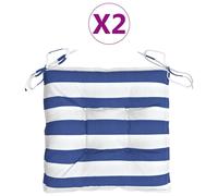 Coussins De Chaise 2 Pcs Rayures Bleues Et Blanches 50x50x7 Cm Vidaxl Vidaxl Bleu