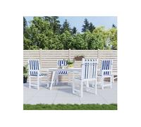 vidaXL Coussins de Chaise à Dossier Bas Lot de 4 Rayures Bleu et Blanc, Coussin, Coussin de Chaise, Coussin de siège, Coussin de canapé