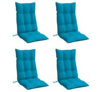 vidaXL Lot de 4 Coussins de Chaise à Dossier Haut, Galette de Siège Imperméable, Coussin d'Extérieur Anti-Glissement Jardin Terrasse, Bleu Clair