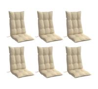 vidaXL Coussins de chaise à dossier haut – Lot de 6 beige en tissu Oxford