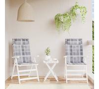 Coussins de chaise à haut dossier 2 pcs. Gris Motif à carreaux Tissu Oxford