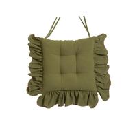 Coussins de Chaise à Volants de Salle à Manger 16 X 16 Po Coussin de Chaise en Tissu de Coton avec Attaches Coussin de Siège Vintage Doux Antidérapant pour Cuisine de Ferme (Vert 2 Pièces)