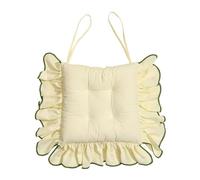Coussins de Chaise à Volants de Salle à Manger 16 X 16 Po Coussin de Chaise en Tissu de Coton avec Attaches Coussin de Siège Vintage Doux Antidérapant pour Cuisine de Ferme (Beige 2 Pièces)