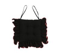 Coussins de Chaise à Volants de Salle à Manger 16 X 16 Po Coussin de Chaise en Tissu de Coton avec Attaches Coussin de Siège Vintage Doux Antidérapant pour Cuisine de Ferme (Noir 6 Pièces)
