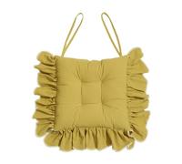 Coussins de Chaise à Volants de Salle à Manger 16 X 16 Po Coussin de Chaise en Tissu de Coton avec Attaches Coussin de Siège Vintage Doux Antidérapant pour Cuisine de Ferme (Jaune 2 Pièces)