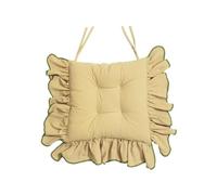 Coussins de Chaise à Volants de Salle à Manger 16 X 16 Po Coussin de Chaise en Tissu de Coton avec Attaches Coussin de Siège Vintage Doux Antidérapant pour Cuisine de Ferme (Kaki 2 Pièces)