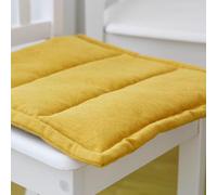 Coussins de chaise de lin en coton de couleur unie moelleuse avec liens | Coussins de siège rembourrés amovibles pour le salon de la salle à manger du bureau | Four saisons Comfort en velours côtelé