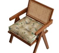 Coussins de Chaise de Salle à Manger, 42 x 42 cm, épais, rehausseur avec poignée, Style rétro Chic en Bambou, Doux et Respirant, pour Jardin, Salon, terrasse (Style 3)