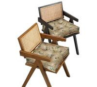 Coussins de Chaise de Salle à Manger, 42 x 42 cm, épais, rehausseur avec poignée, Style rétro Chic en Bambou, Doux et Respirant, pour Jardin, Salon, terrasse (2 x Style 3)