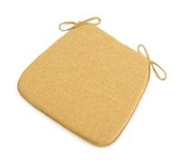 Coussins de Chaise de Salle à Manger, 45 x 42 cm, pour Jardin et Cuisine, avec Attaches, lavables en Coton et Lin, Garnis de Mousse à mémoire de Forme, pour intérieur/extérieur, Jaune, lot d