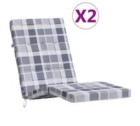 Coussins De Chaise Longue Lot De 2 Gris Motif À Carreaux