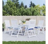 vidaXL Lot de 6 coussins de chaise d'extérieur rayures bleues et blanches 50x50x7 cm