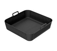 Coussins de cuisson en silicone, 20,5 x 20,5 x 8 cm, 14 mm de haut, nervures en silicone sur la base, doublure carrée pour Cosori 5QT/6QT (noir)