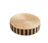 Coussins de méditation Pouf rond en paille tissée 40/45cm, coussin Tatami, tapis de méditation for siège Yoga ou tabouret Ottoman(Black edge,40 x 10 Cm)