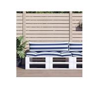 vidaXL Coussins de Palette 2 pcs Rayures Bleues/Blanches Tissu Oxford, Coussin, Coussin de canapé, Oreiller de Dos, Coussin extérieur