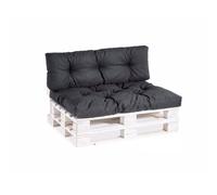 Coussins de palette, Coussins de canapé de jardin, Coussins matelassés remplis de mousse de Poulirette granulée, nombreux coloris et tailles PPI (Set (Coussin d'assise 120x80 + Dossier 120x40), Noir)