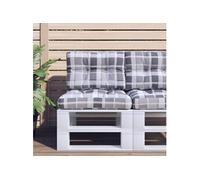 vidaXL Coussins de palette Lot de 2 motif à carreaux gris, tissu multicolore
