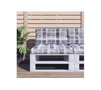 vidaXL Coussins de palette Lot de 2 Motif à carreaux gris Tissu