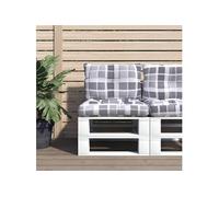 Coussins de palette lot de 2 motif à carreaux gris tissu 360848