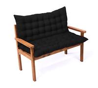 Coussins de rechange épais avec dossier 2/3 places, pour jardin et véranda, causeuse, 150 x 100 x 8 cm, noir
