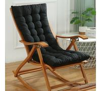 Coussins de siège extra épais de 8 cm pour chaises à dossier haut 120 x 50 cm, coussins confortables avec attaches pour chaises de jardin et de salle à manger, noir élégant