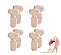 Coussins de talons pour chaussures trop grandes, coussins de talons adhésifs de 4 paires pour chaussures lâches, soulagement de la douleur, arrêt de glissement et blister(4 Pairs-beige)