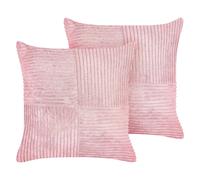 Coussins Décoratifs Rose en Velours Côtelé 43 x 43 cm Glamour Ensemble de 2 Mill