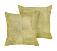 Coussins Décoratifs Vert en Velours Côtelé 43 x 43 cm Glamour Ensemble de 2 Mill