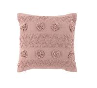 Coussin déhoussable à pompons 40 x 40 cm coton Alenia Rose