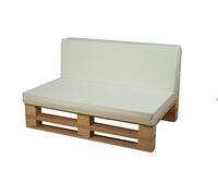 Coussins en tissu microfibre pour canapé en palettes (assise + dossier, beige, 120 x 60 cm)