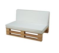 Coussins en tissu microfibre pour canapé en palettes (assise + dossier, blanc, 100 x 60 cm)