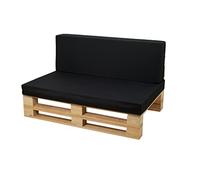 Coussins en tissu microfibre pour canapé en palettes (assise + dossier, noir, 100 x 60 cm)