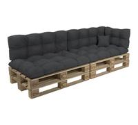 POKAR Set de 6 Coussins Matelassé pour Palettes Euro: 2X Assise 120x80cm + 2X Dossier 120x40cm + 1x Dossier 60x40cm + 1x Coussin 40x40cm, Canapé de Jardin, sans Palette, Anthracite