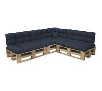 POKAR Set de 8 Coussins Matelassé pour Palettes Euro: 3X Assise 120x80cm + 3X Dossier 120x40cm + 1x Dossier 60x40cm + 1x Coussin 40x40cm, Canapé de Jardin, sans Palette,Bleu foncé