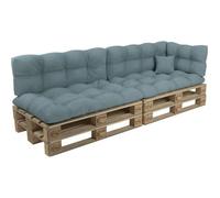 POKAR Set de 6 Coussins Matelassé pour Palettes Euro: 2X Assise 120x80cm + 2X Dossier 120x40cm + 1x Dossier 60x40cm + 1x Coussin 40x40cm, Canapé de Jardin, sans Palette, Bleu