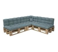 Coussins palettes Matelassé - Bleu - Set 8 pièces COUSSINS DE PALETTES - 100% Polypropylène - Intérieur/Extérieur - POKAR