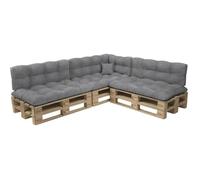POKAR Set de 8 Coussins Matelassé pour Palettes Euro: 3X Assise 120x80cm + 3X Dossier 120x40cm + 1x Dossier 60x40cm + 1x Coussin 40x40cm, Canapé de Jardin,Gris