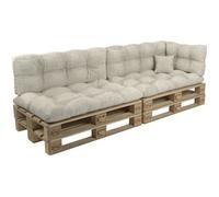 POKAR Set de 6 Coussins Matelassé pour Palettes Euro: 2X Assise 120x80cm + 2X Dossier 120x40cm + 1x Dossier 60x40cm + 1x Coussin 40x40cm, Canapé de Jardin, sans Palette, Beige