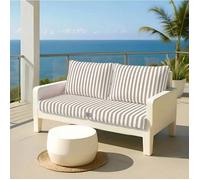 Lot de 3 Coussins Déhoussables Rayures Beiges pour Salon de Jardin - Confort Premium, Anti UV Assise: 100 X 50 cm Dossier: 35 x 50 cm - Déco Arts