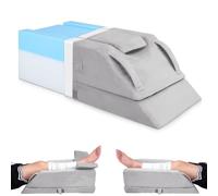 Coussins Relève-Jambes réglable en 4 hauteurs, Idéal après une Chirurgie, pour Blessures ou Détente, Mousse Mémoire Orthopédique, Doté de 3 Poignées et d'un Insert Amovible, Housse en Velours Lavable