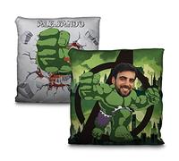 Coussins Superhéros. Coussin personnalisé avec Photo et nom. des Cadeaux Originaux. Les Princesses de Disney. Les Super-héros. Imprimé à 100% sur Les Deux Faces. Remplissage Inclus. Hulk