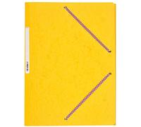 COUTAL Lot de 3 Chemises Carte Lustée 24 x 32 cm à rabats avec élastique et étiquette de dos Jaune